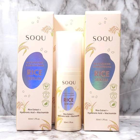 3 SOQU Moisturizing Brightening RICE SERUM‎ Hyaluronic Acid Niacinamide 1.7 oz